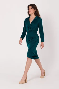 Clearance ukienka z kopertowy dekote - zieona Sukienki Koktajlowe|Sukienki