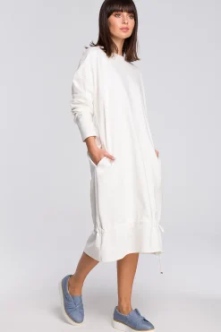 New Sukienka z tunelem na dole - ecru Sukienki Dzianinowe|Sukienki