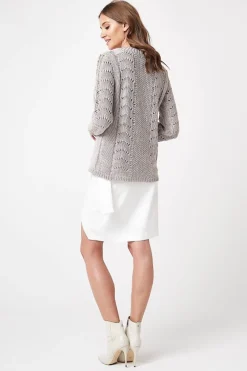 Discount Sweter ażurowy z długim rękawem - beżowy Swetry