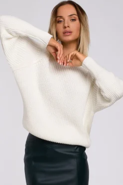 Hot weter prążek pod zyję - ecru Swetry