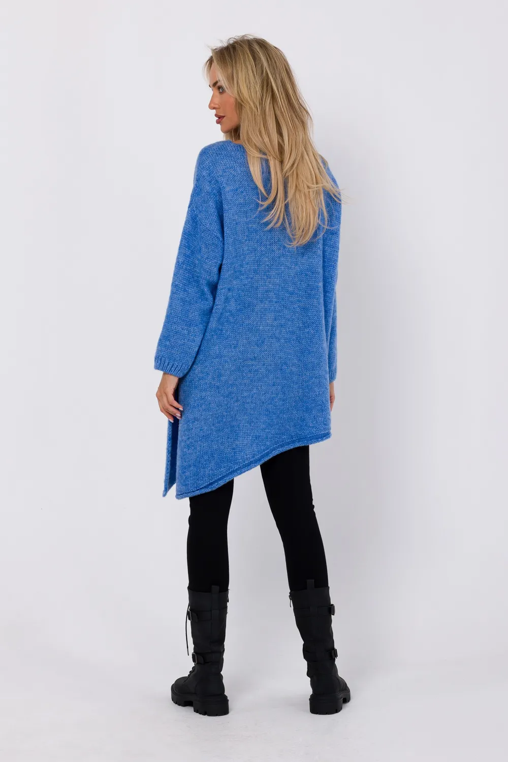 Online Sweter z asymetrycznym dołem - lazurowy Swetry