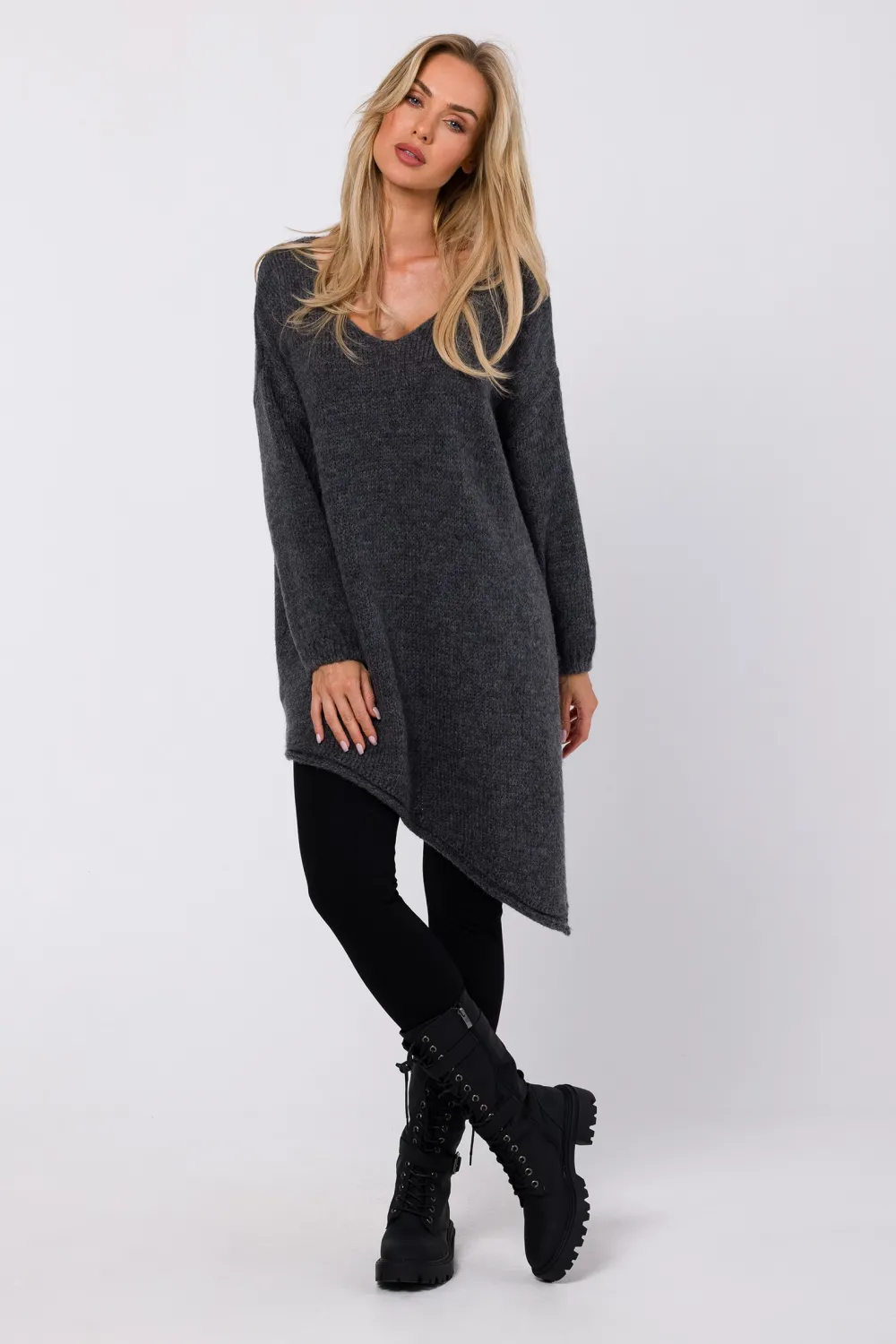 Clearance Sweter z asymetrycznym dołem - szary Swetry