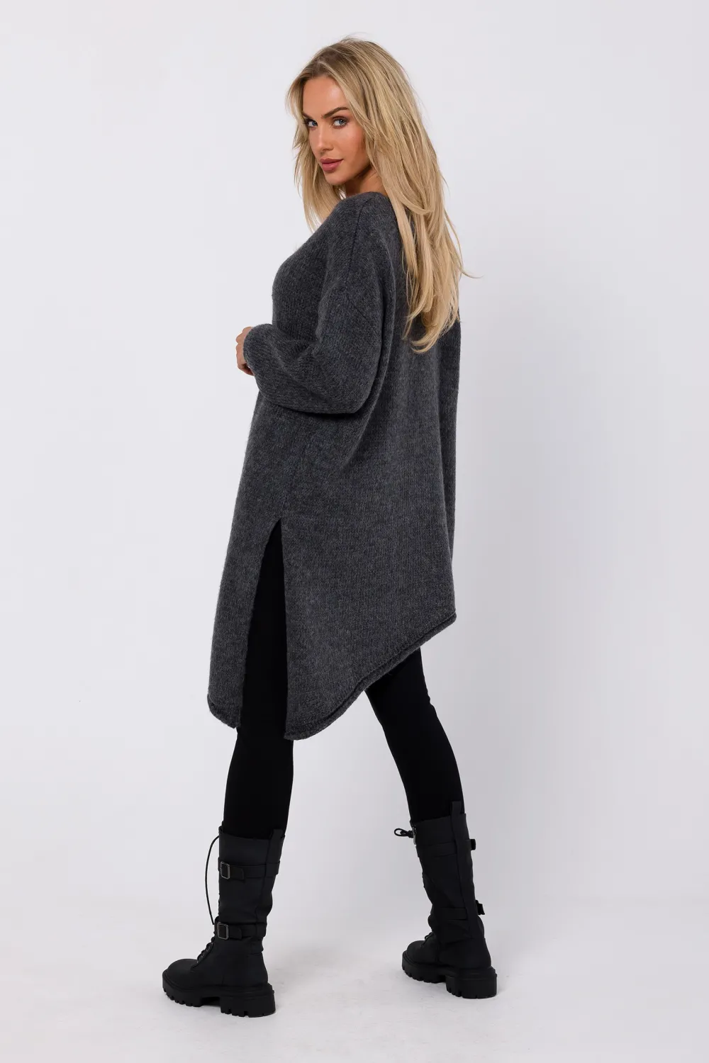 Clearance Sweter z asymetrycznym dołem - szary Swetry