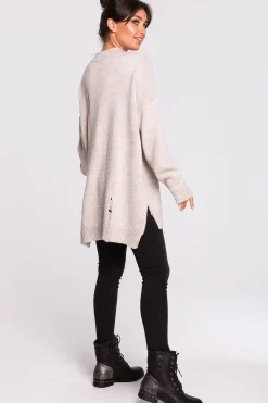 Discount Sweter z dziurami - beżowy Swetry