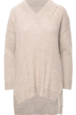 Discount Sweter z dziurami - beżowy Swetry