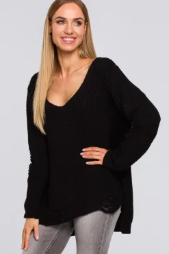 Clearance Sweter z dziurami - czarny Swetry