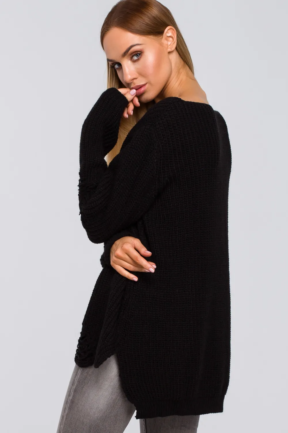 Clearance Sweter z dziurami - czarny Swetry