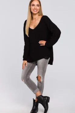 Clearance Sweter z dziurami - czarny Swetry