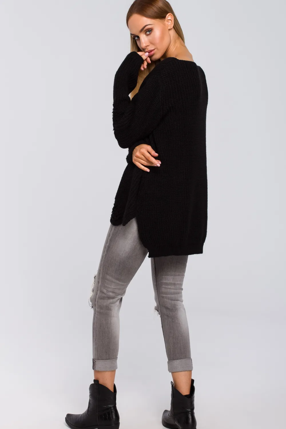 Clearance Sweter z dziurami - czarny Swetry
