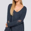 Outlet Sweter z dziurami - jeansowy Swetry