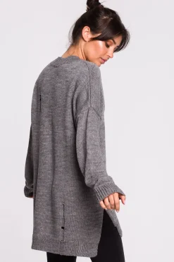 Clearance Sweter z dziurami - szary Swetry