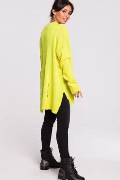 Discount Sweter z dziurami - żółty Swetry