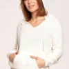 Discount Sweter z kapturem i kieszenią kangurek - ecru Swetry