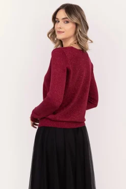 Clearance weter z etaiczną nitką - bordowy Swetry