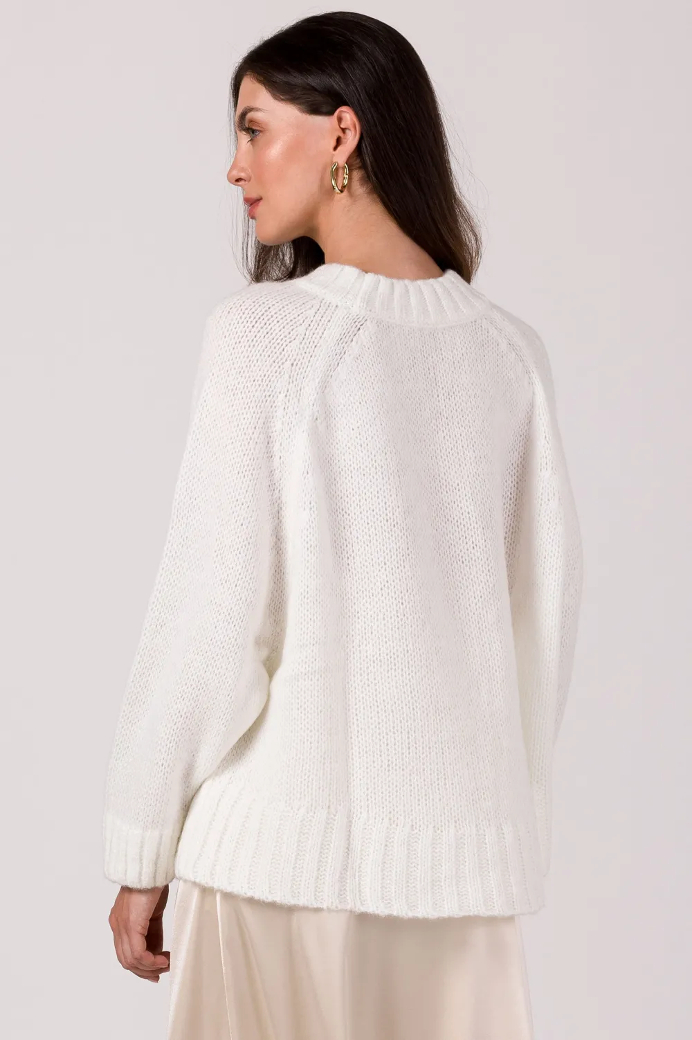 Discount Sweter z nietoperzowymi rękawami - biały Swetry