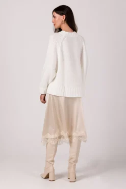 Discount Sweter z nietoperzowymi rękawami - biały Swetry