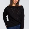 Clearance Sweter z oczkami - czarny Swetry