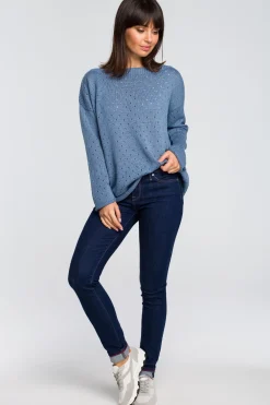 New Sweter z oczkami - niebieski Swetry