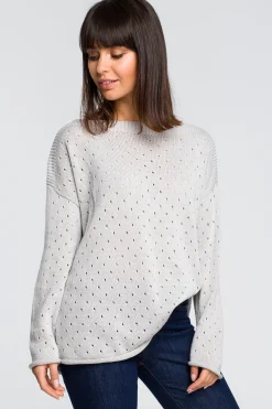Sale Sweter z oczkami - szary Swetry