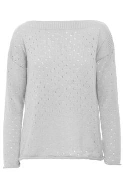 Sale Sweter z oczkami - szary Swetry