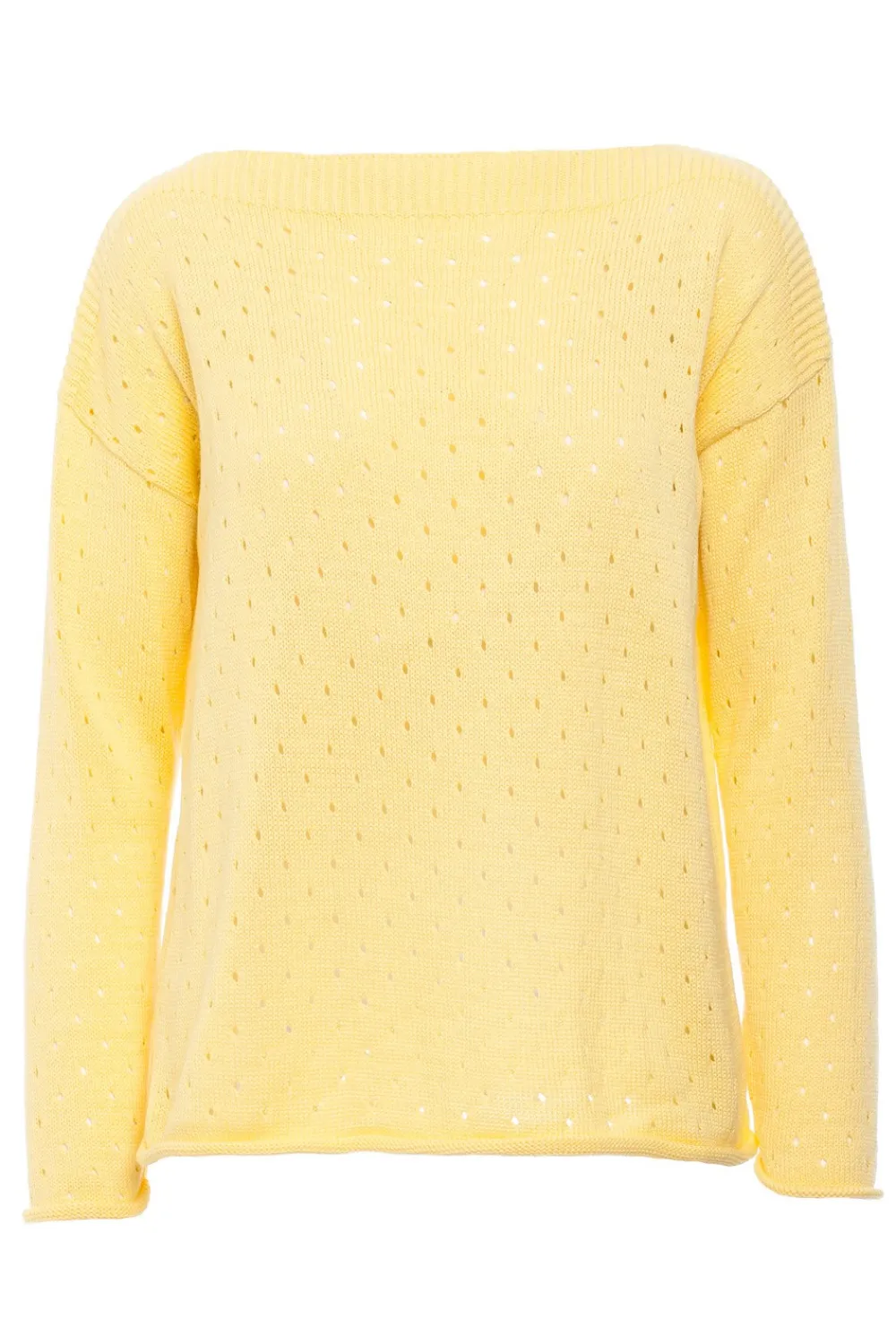 Sale Sweter z oczkami - żółty Swetry