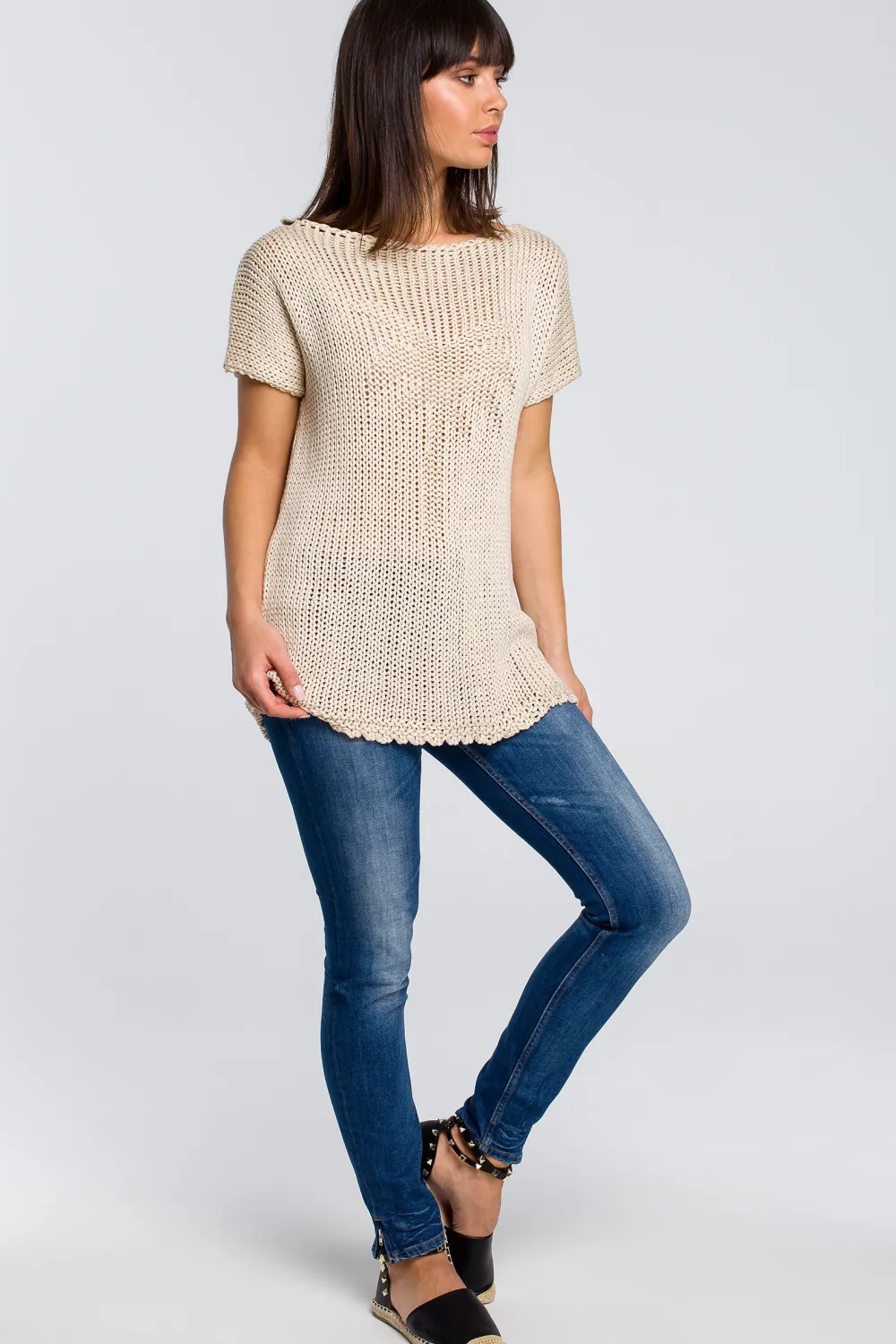 Online Sweter z palmą - beżowy Swetry