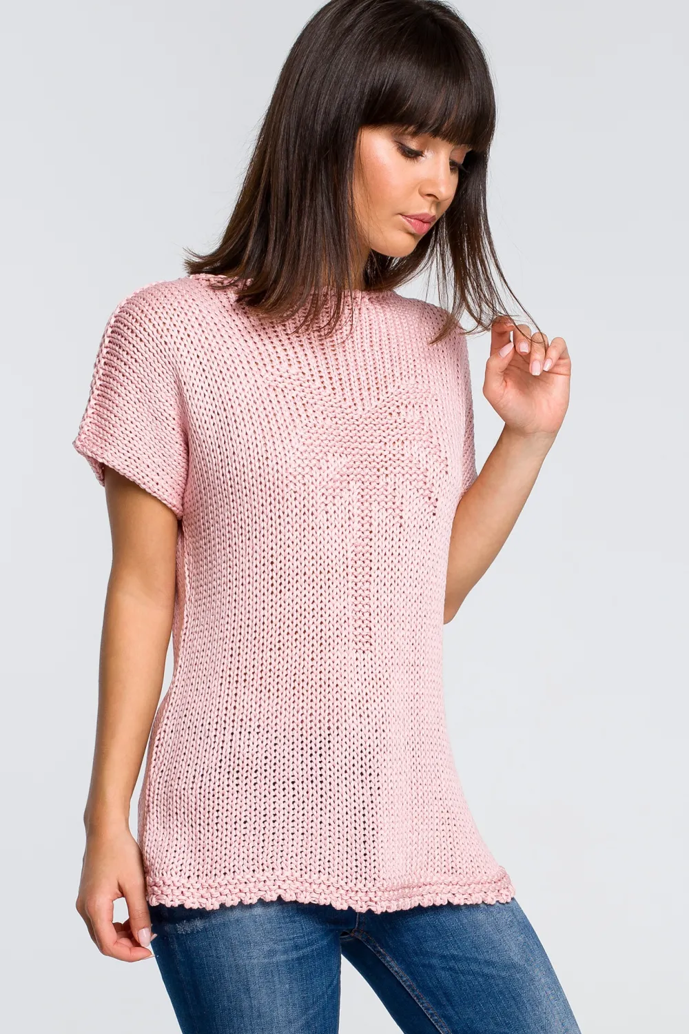 Sweter z palmą - różowy Swetry