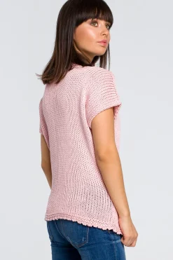 Sweter z palmą - różowy Swetry