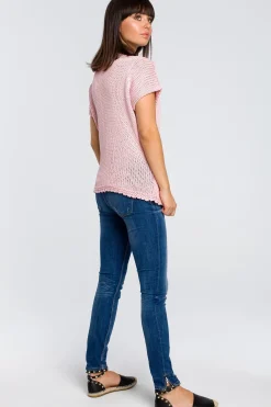 Sweter z palmą - różowy Swetry