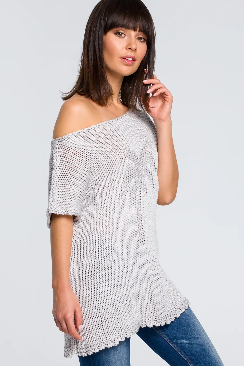 Clearance Sweter z palmą - szary Swetry