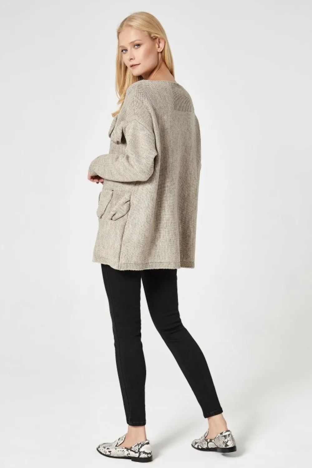 Clearance Sweter z przestrzennym splotem - beżowy Swetry