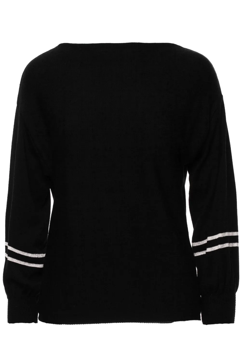 Discount Sweter z szerokimi rękawami i lampasem - czarny Swetry