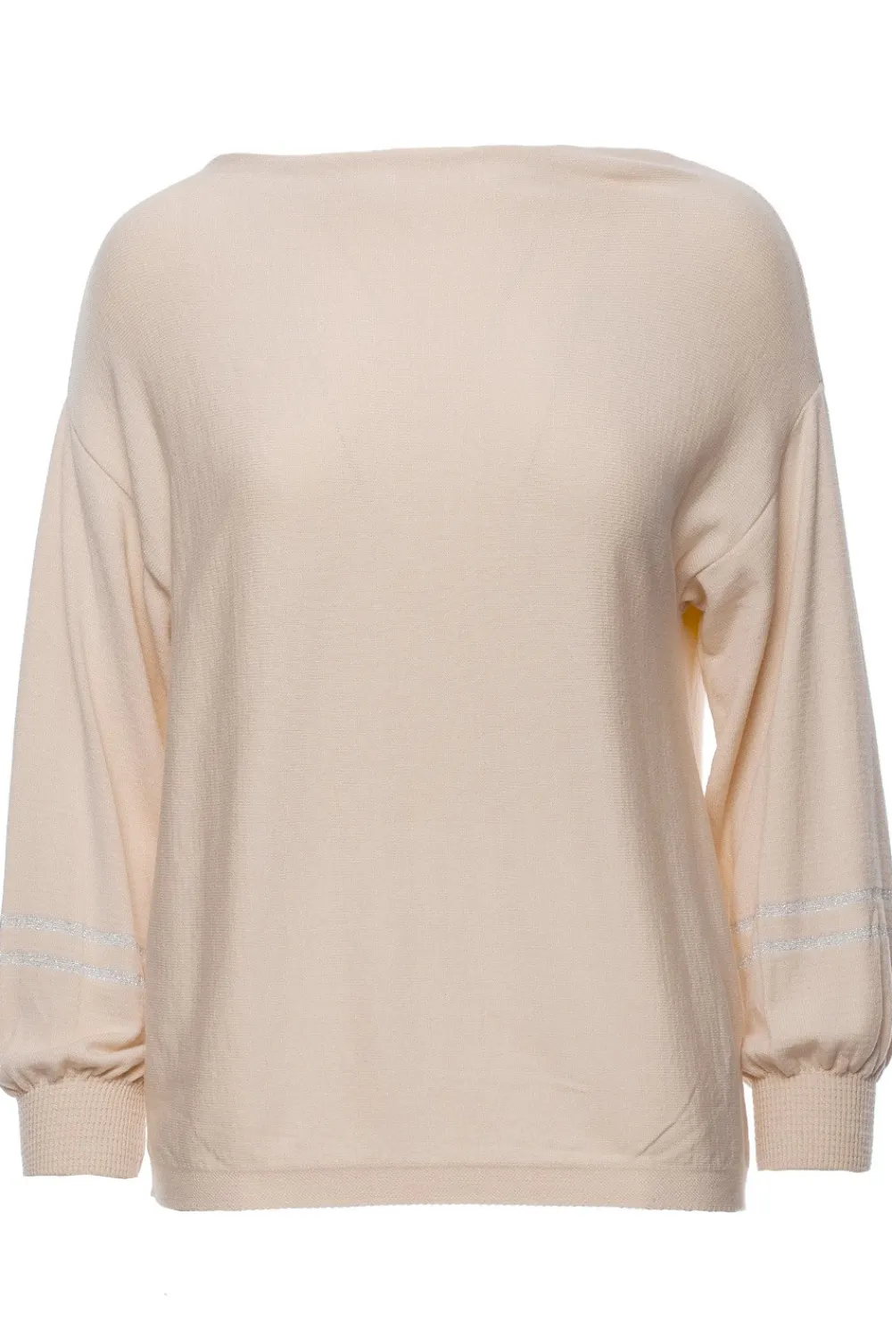 Discount Sweter z szerokimi rękawami i lampasem - beżowy Swetry