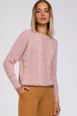 Online Sweter z szerokimi rękawami - różowy Swetry