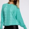 Sale Sweter z szerokimi rękawami - seledynowy Swetry