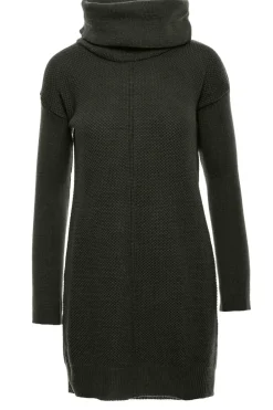 Online Swetrowa sukienka mini z golfem - khaki Golfy|Swetry
