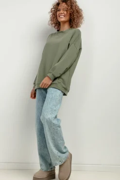 Hot zeroka buza daka z długii rękawai - zieona Bluzy|Odzież Casualowa