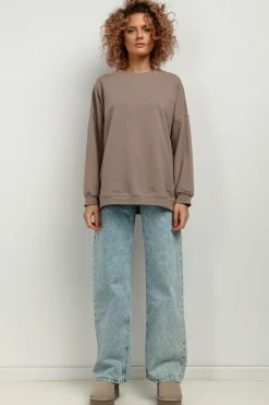 Hot zeroka buza daka z długii rękawai - cappuccino Bluzy|Odzież Casualowa