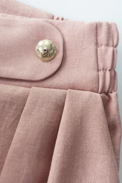 Best zerokie podnie z kante i ozdobnyi guzikai - różowe Do Pracy|Spodnie
