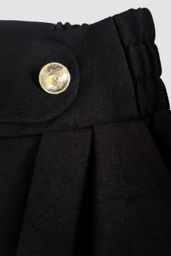 Clearance zerokie podnie z kante i ozdobnyi guzikai - czarne Do Pracy|Spodnie