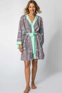 Discount Szlafrok o kroju kimono z nadrukiem - model 3 Szlafroki