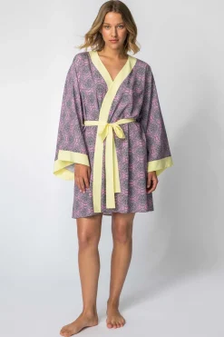Outlet Szlafrok o kroju kimono z nadrukiem - model 2 Szlafroki