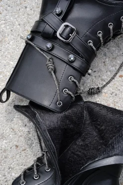 Clearance Sznurowane buty na platformie Nikki - czarne Botki