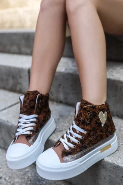 Clearance Tenisówki do kostki Tenna - panterka Sneakersy