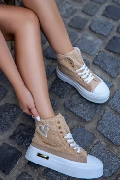 Online Tenisówki do kostki Tenna - beżowe Sneakersy