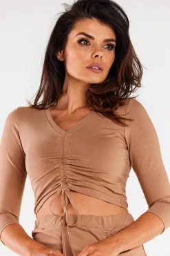 Top daki z wiązanie - beżowy Odzież Casualowa|Dobry Skład
