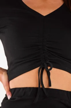 Hot Top daki z wiązanie - czarny Odzież Casualowa|Dobry Skład
