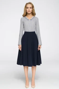 Hot Trapezowa spódniczka biurowa - granatowa Spódnice