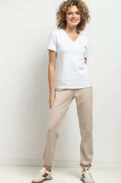 Outlet T-hirt daki z dekote V - biały Odzież Casualowa|Dobry Skład