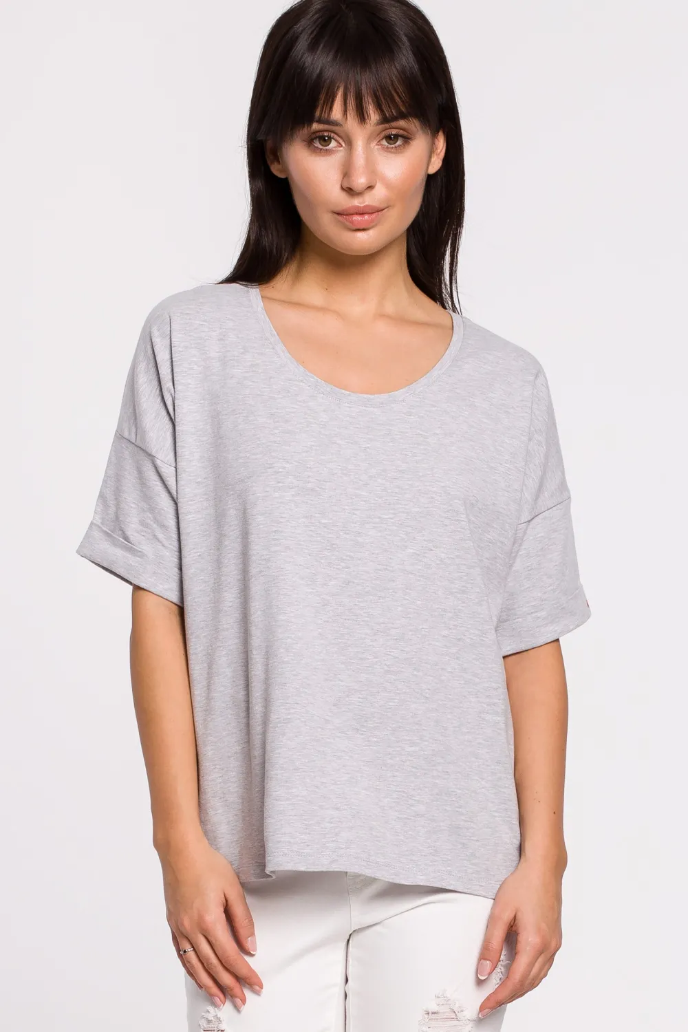 Online T-hirt overize z okrągły dekote - zary Odzież Casualowa|Bluzki